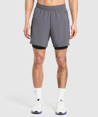 Sport 7" 2 in 1 Shorts - Dark Grey/Black