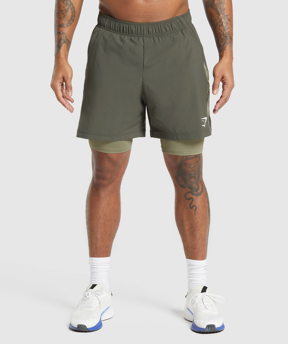 Sport 7" 2 in 1 Shorts - Strength Green/Utility Green