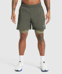 Sport 7" 2 in 1 Shorts - Strength Green/Utility Green