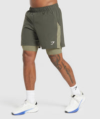 Sport 7" 2 in 1 Shorts - Strength Green/Utility Green