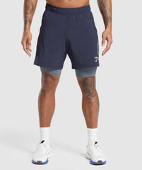 Sport 7" 2 in 1 Shorts - Heavy Blue/Iron Blue