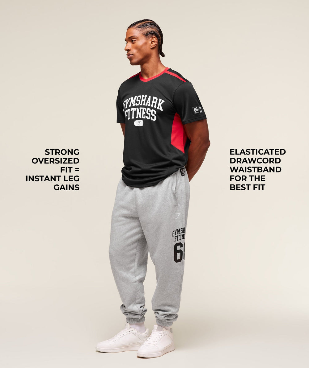 Varsity Oversized Joggers - Light Grey Core Marl
