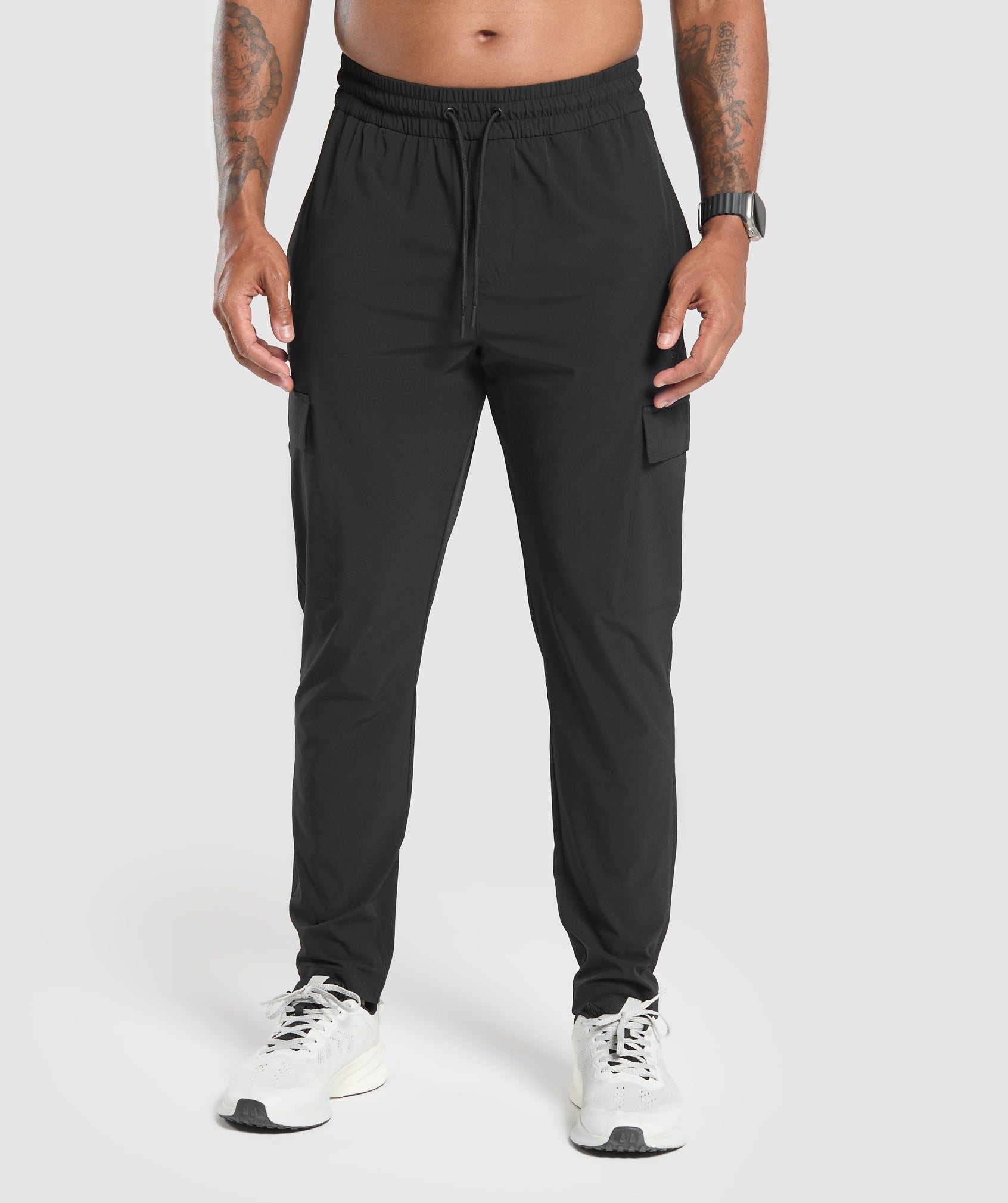 Stretch Woven Cargo Pants - Black