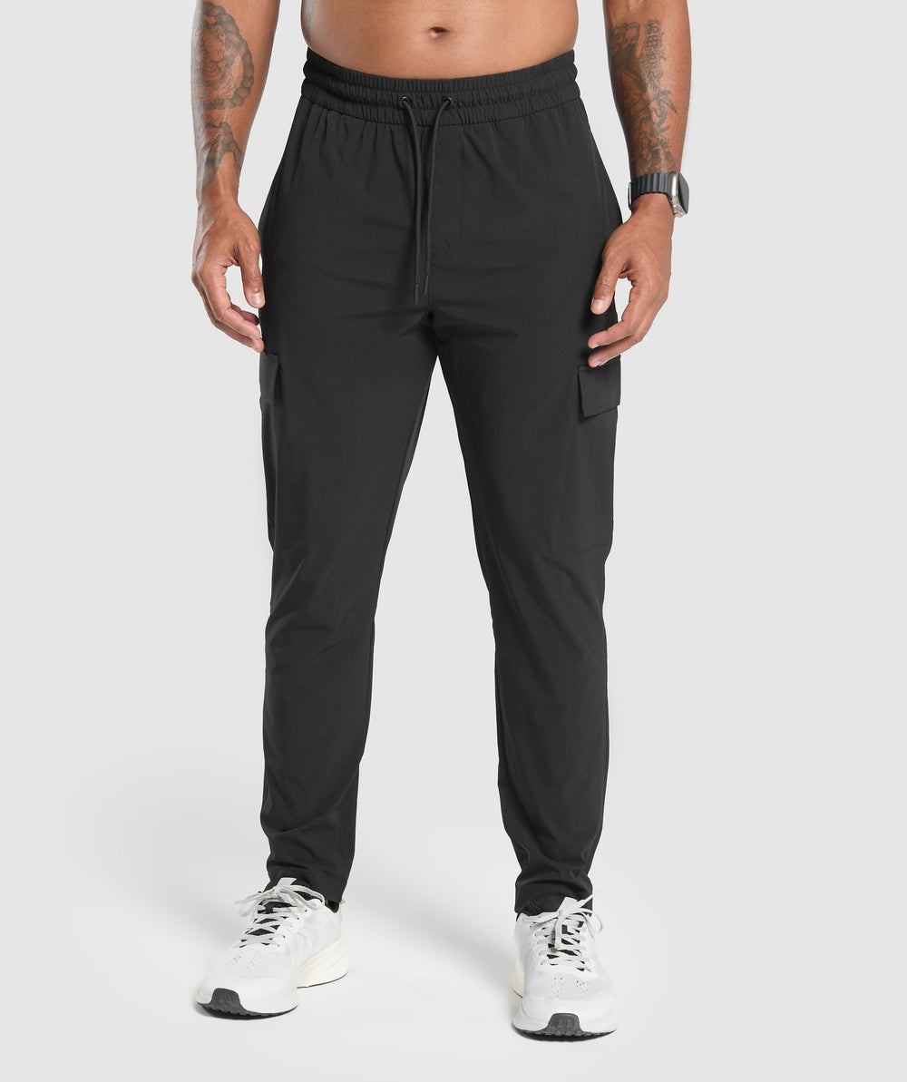 Stretch Woven Cargo Pants - Black