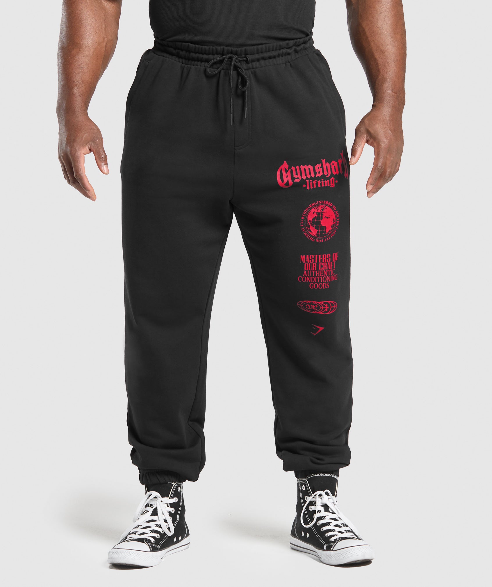 Global Lifting Oversized Essential Joggers - Black/Conditioning Red