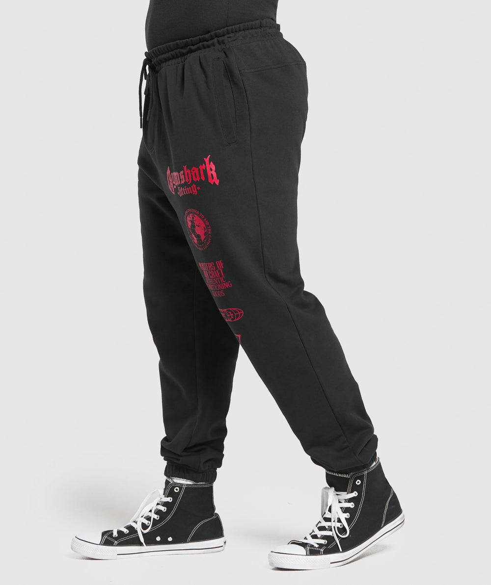 Global Lifting Oversized Essential Joggers - Black/Conditioning Red