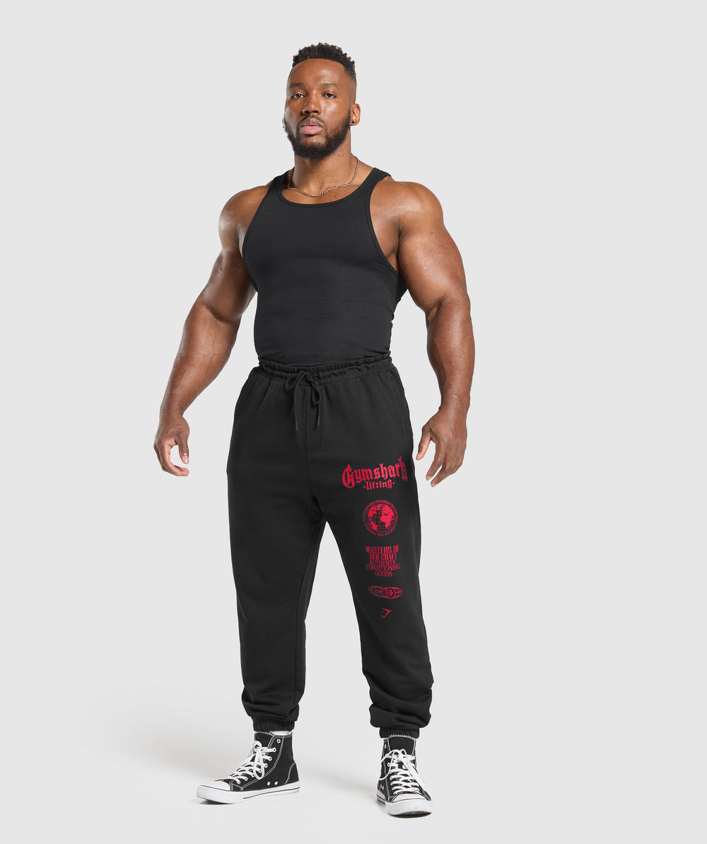 Global Lifting Oversized Essential Joggers - Black/Conditioning Red