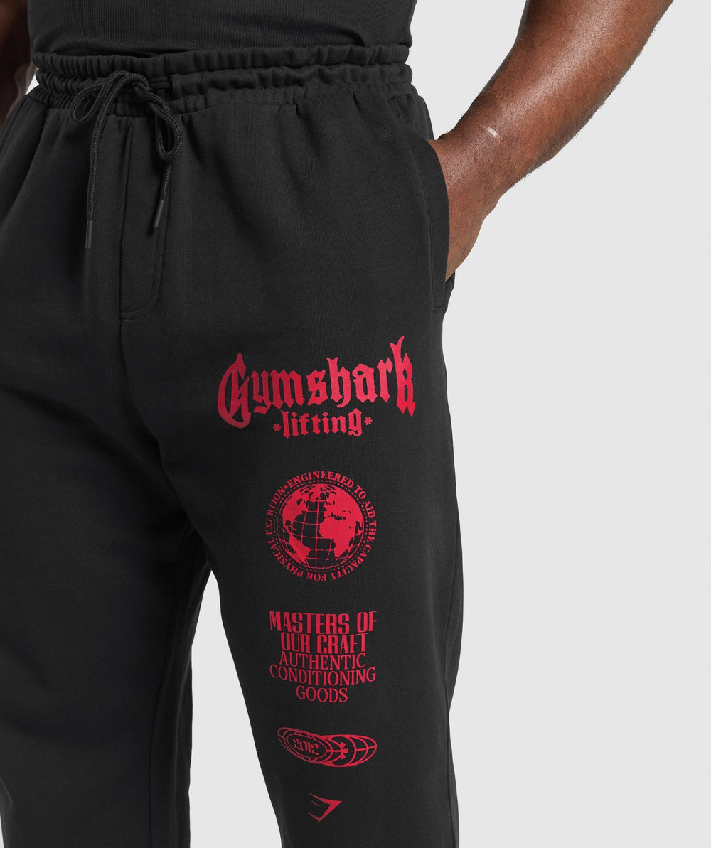 Global Lifting Oversized Essential Joggers - Black/Conditioning Red