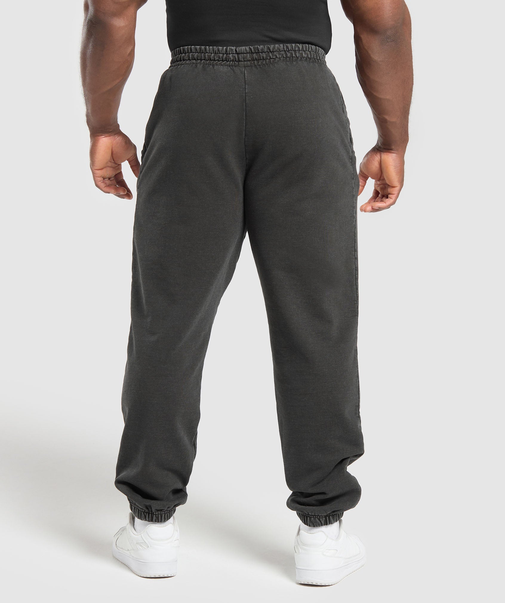 Distressed Graphic Joggers - Black Acid Wash