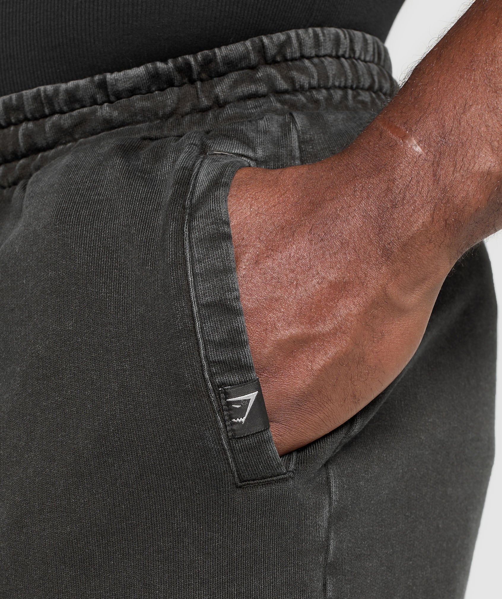Distressed Graphic Joggers - Black Acid Wash