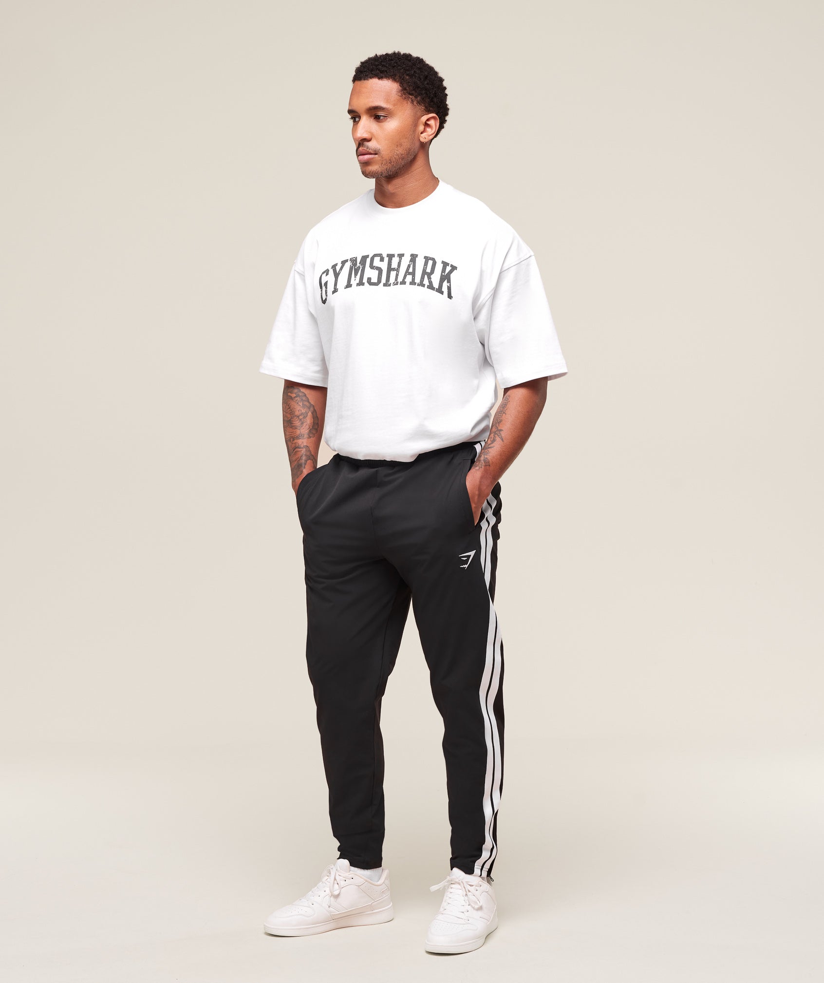 Retro Side Stripe Joggers - Black