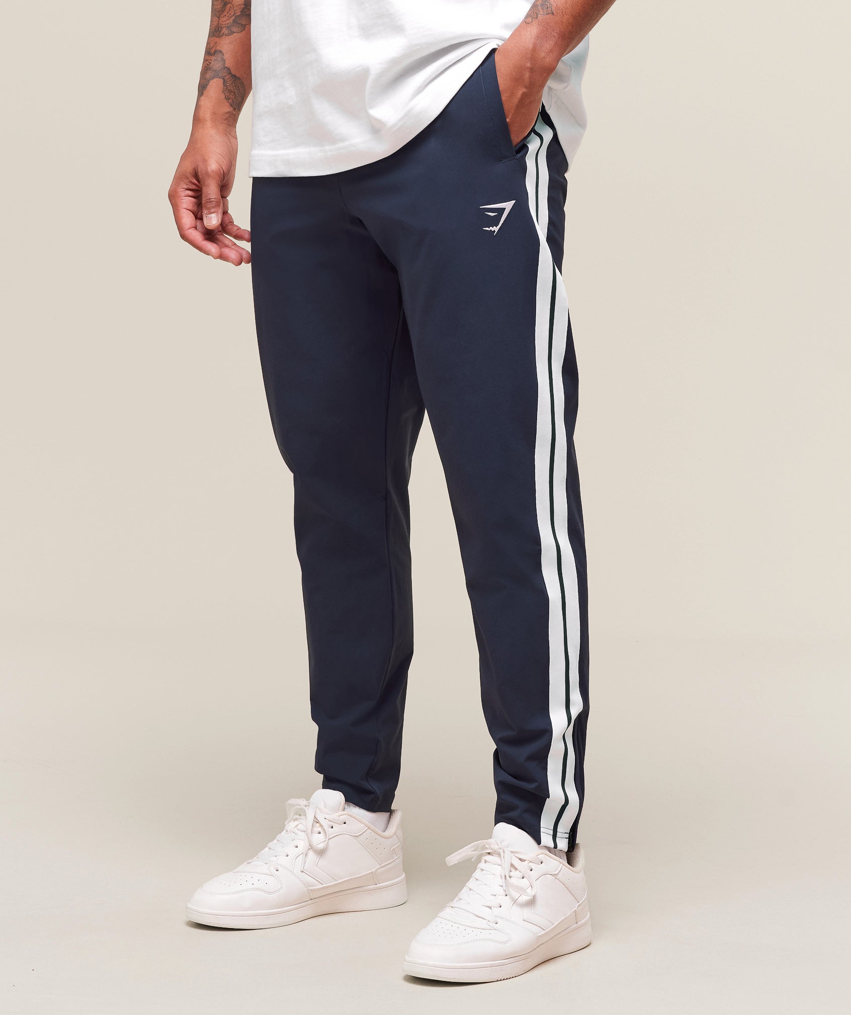 Retro Side Stripe Joggers - Heavy Blue