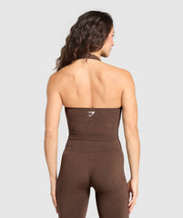 Vital Halter Neck Tank With Shelf - Espresso Marl