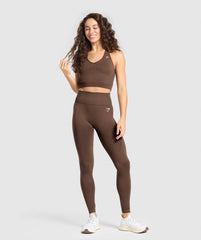 Vital Halter Neck Tank With Shelf - Espresso Marl