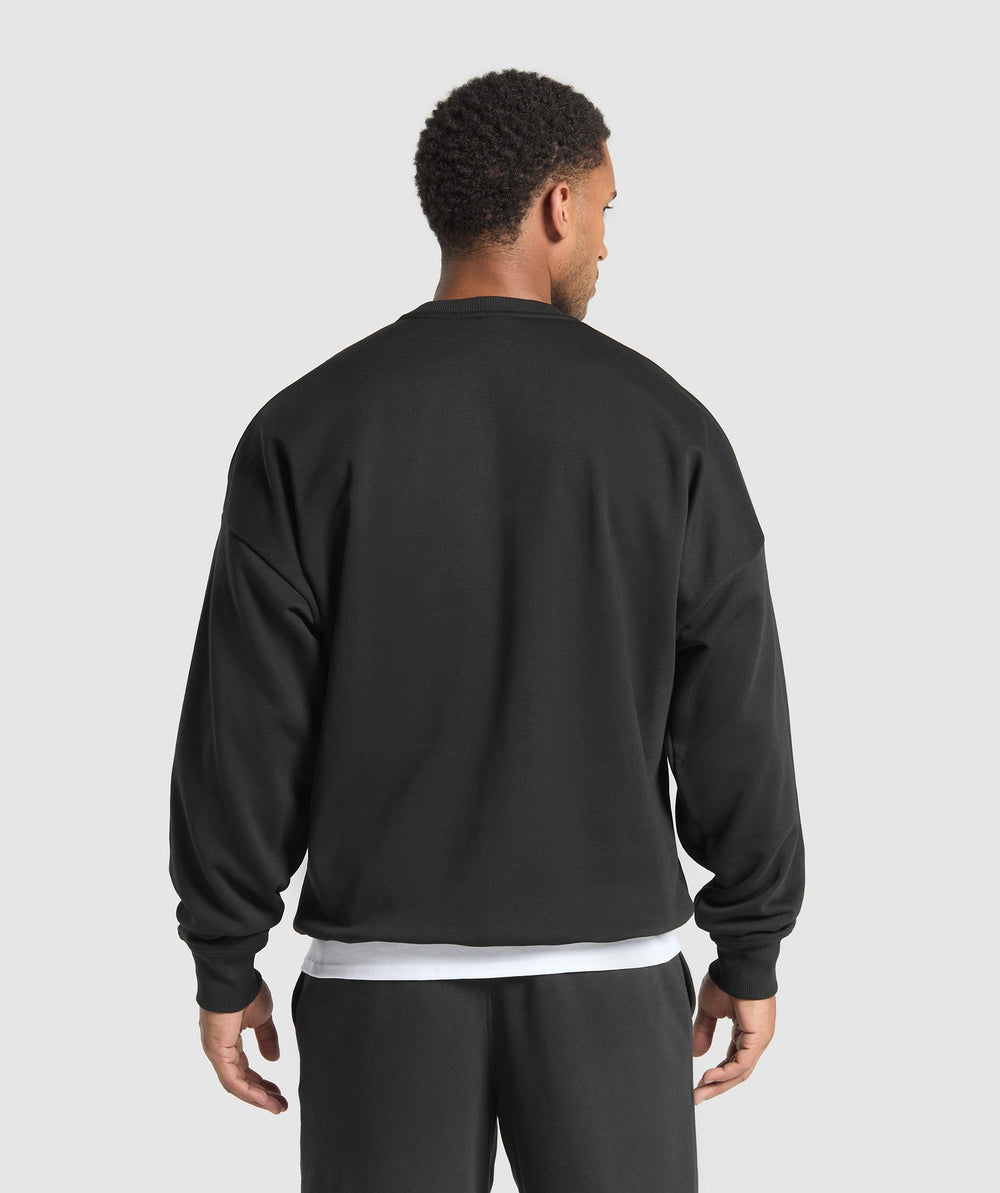 Oversized Crest Crew - Black