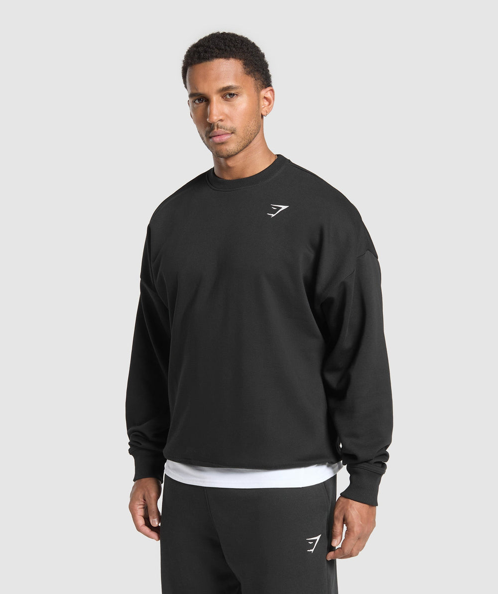Oversized Crest Crew - Black