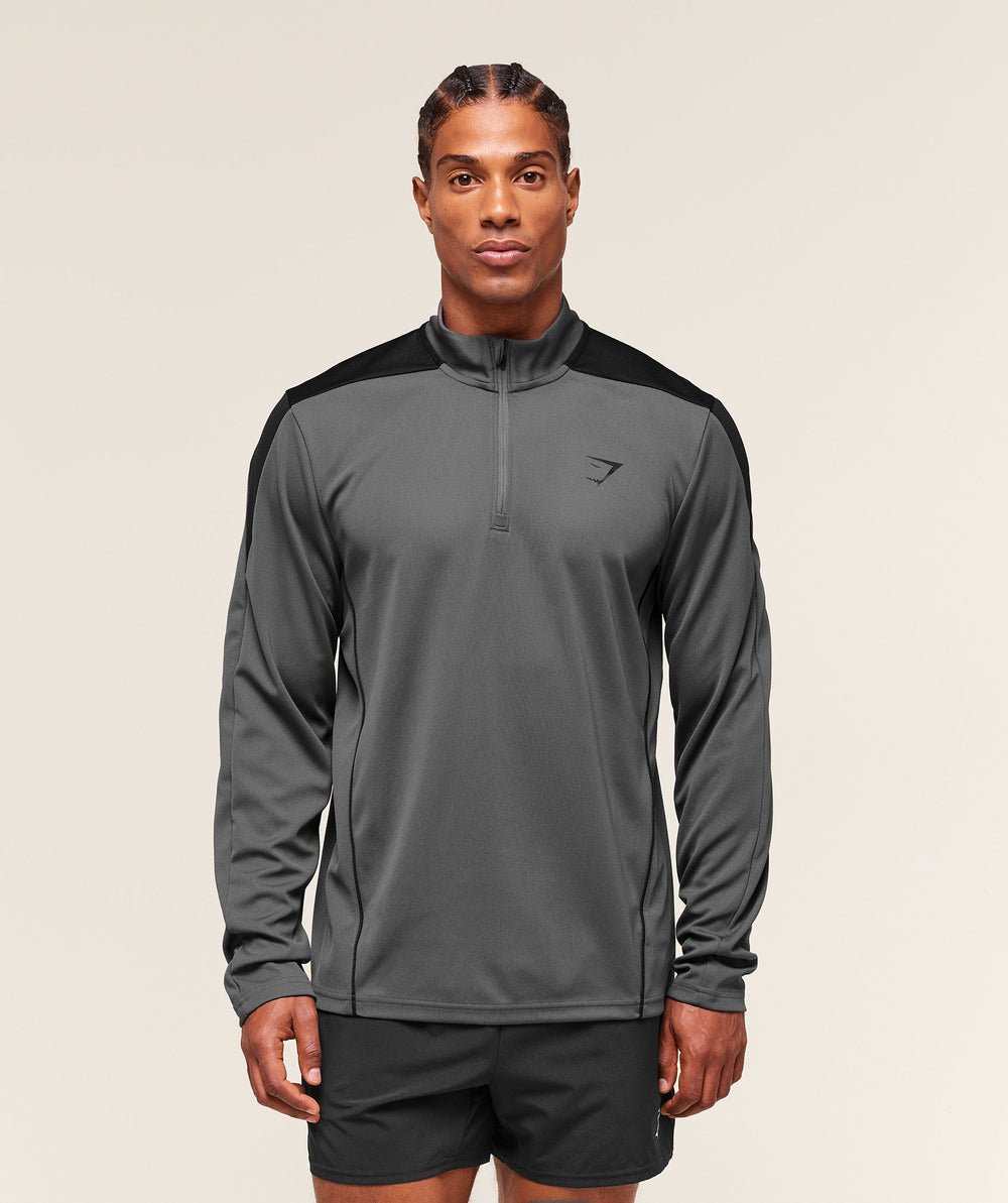 Arrival Block 1/4 Zip - Dark Grey