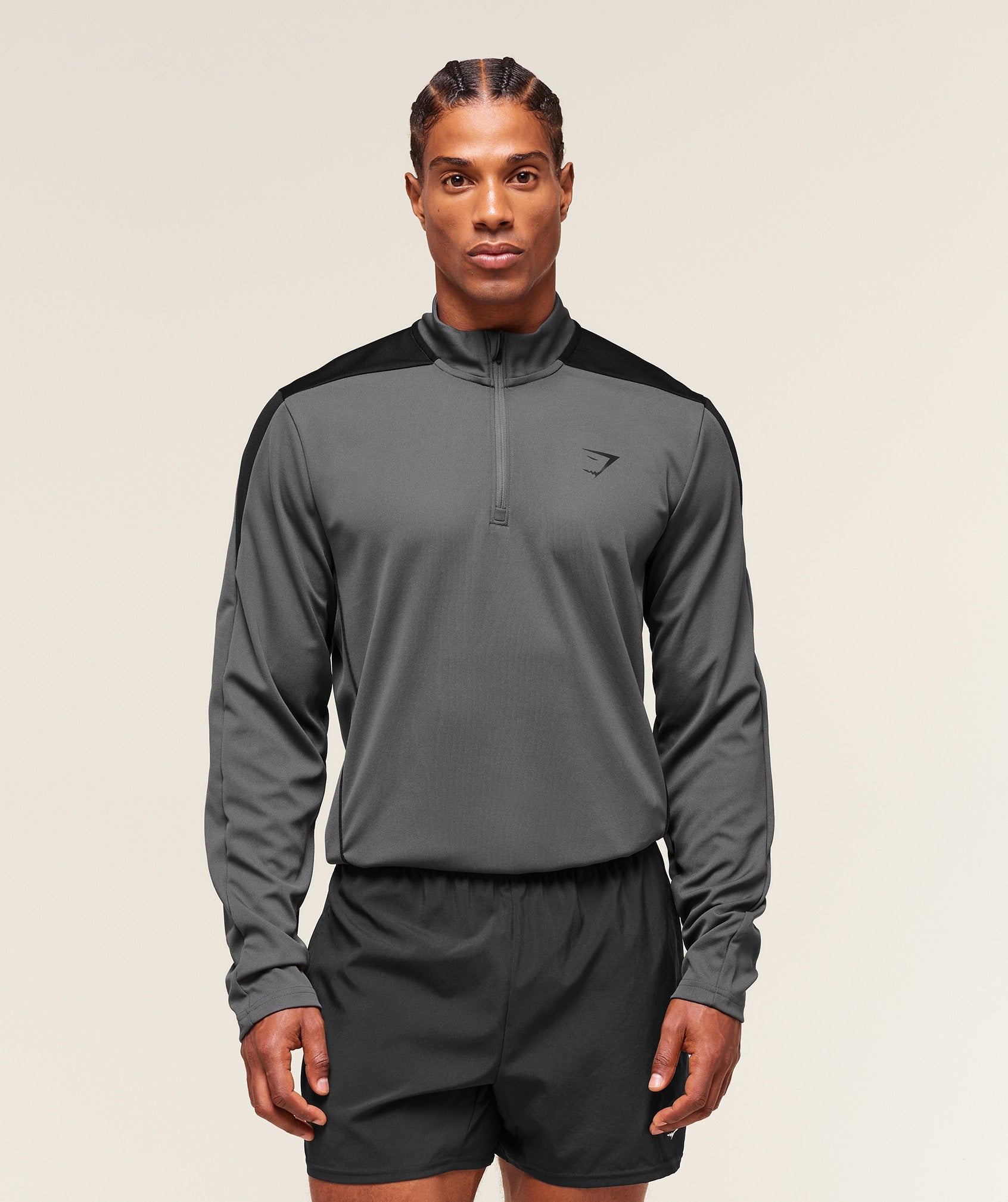 Arrival Block 1/4 Zip - Dark Grey