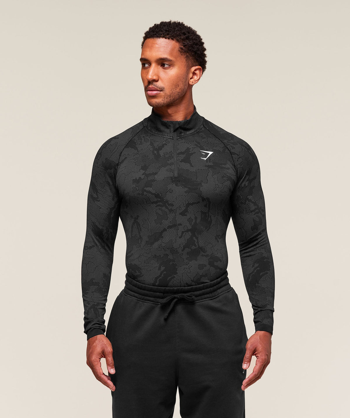 Geo Seamless 1/4 Zip - Black/Charcoal Grey