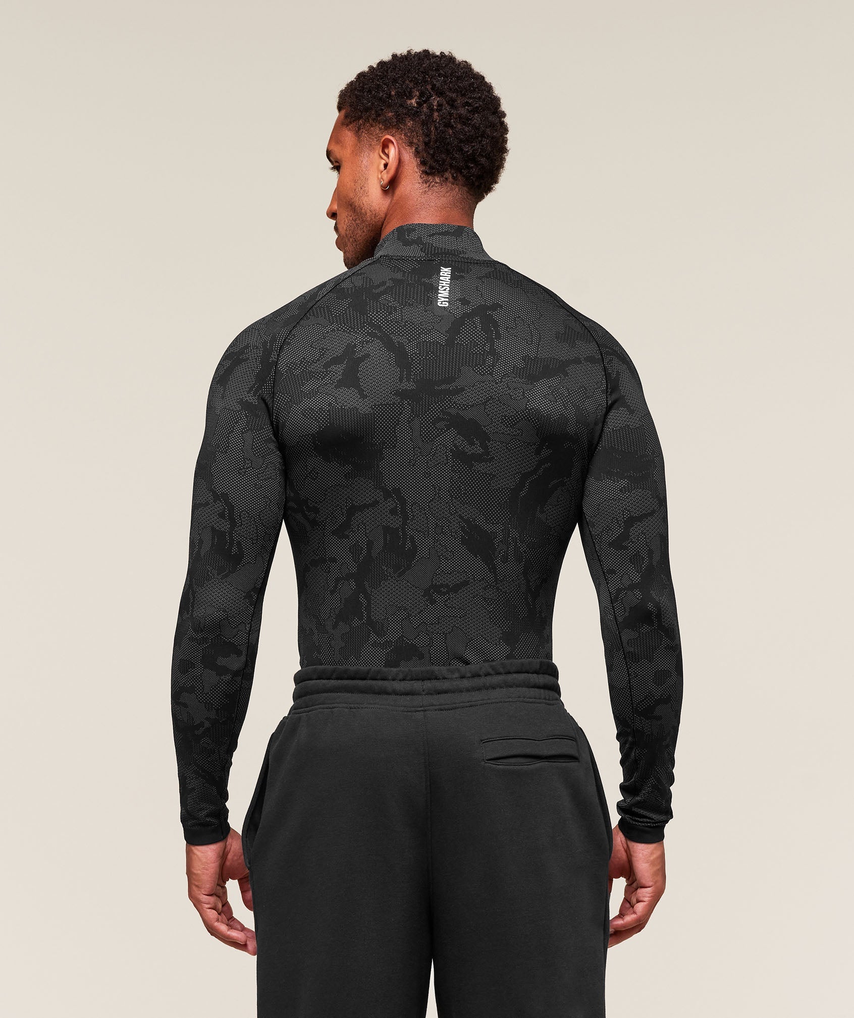 Geo Seamless 1/4 Zip - Black/Charcoal Grey