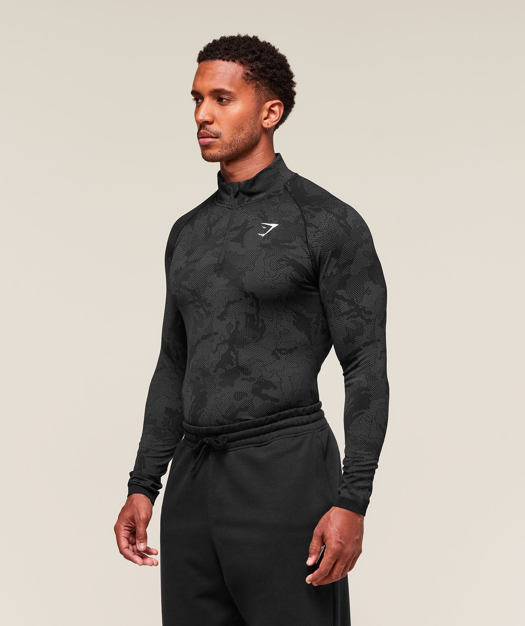 Geo Seamless 1/4 Zip - Black/Charcoal Grey
