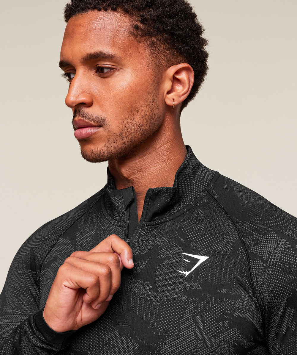 Geo Seamless 1/4 Zip - Black/Charcoal Grey