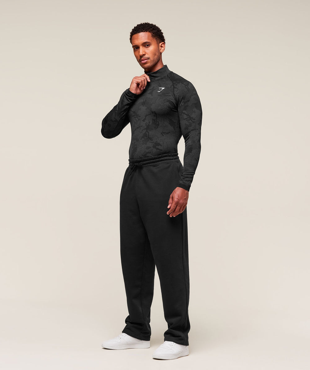 Geo Seamless 1/4 Zip - Black/Charcoal Grey