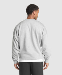 Oversized Crest Crew - Light Grey Core Marl