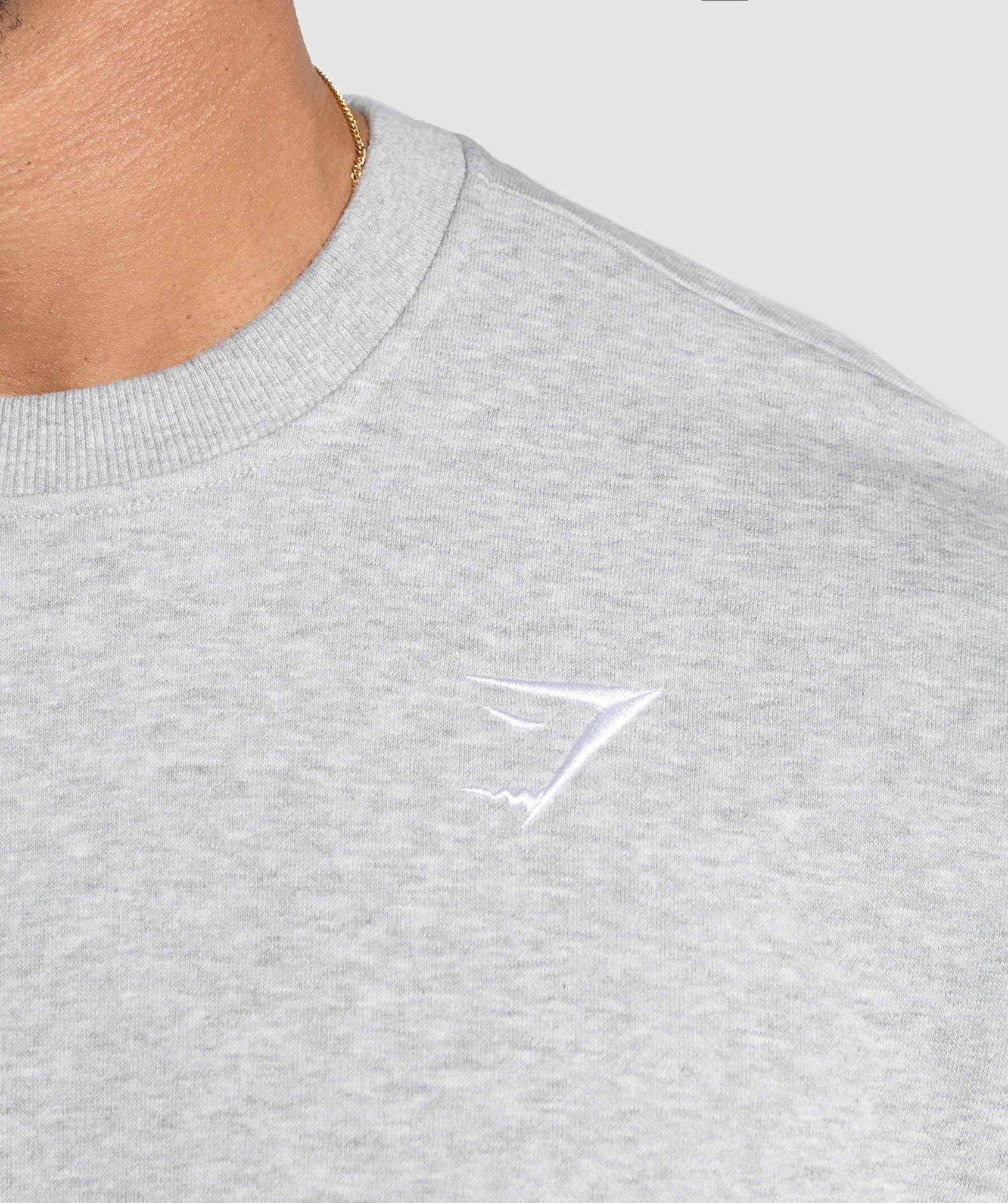 Oversized Crest Crew - Light Grey Core Marl