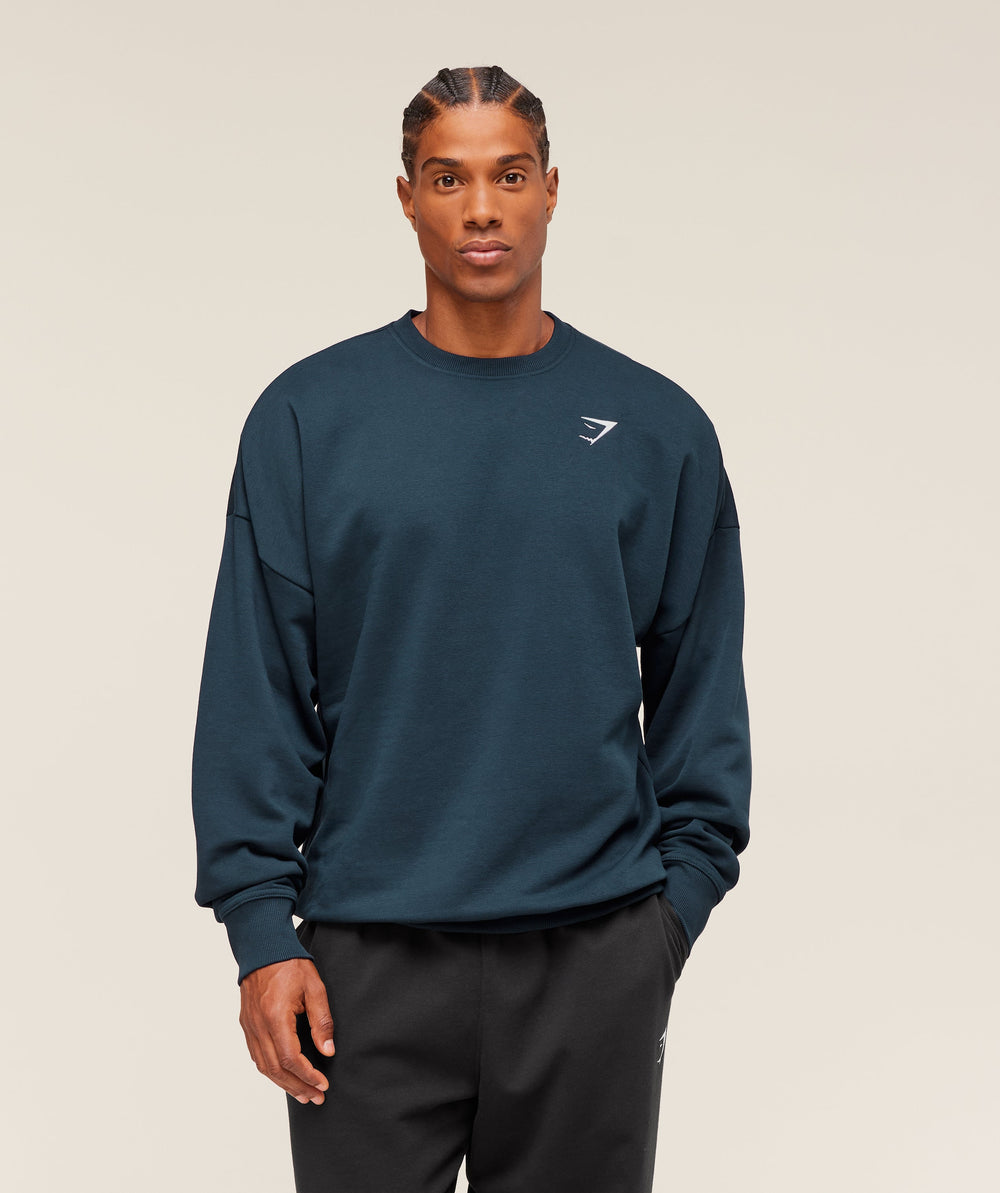 Crest Oversized Crew - Navy