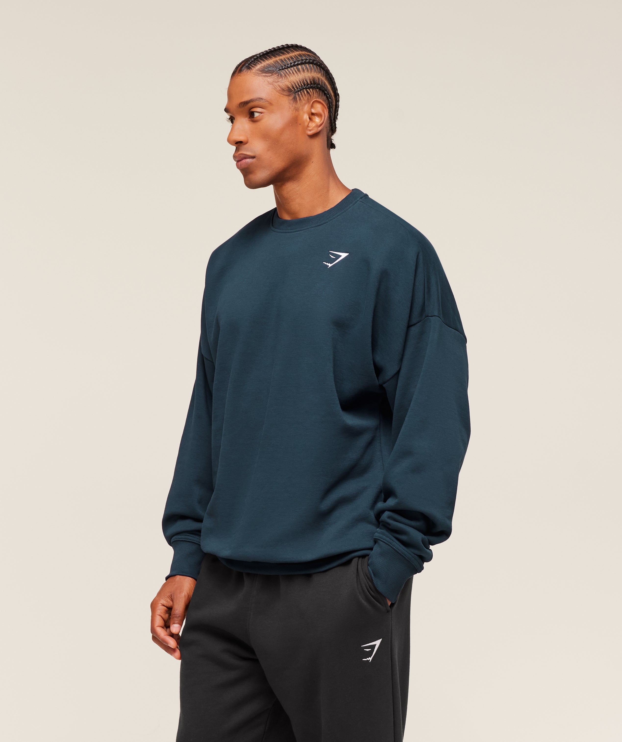 Crest Oversized Crew - Navy