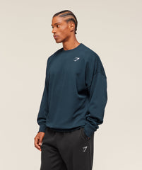 Crest Oversized Crew - Navy