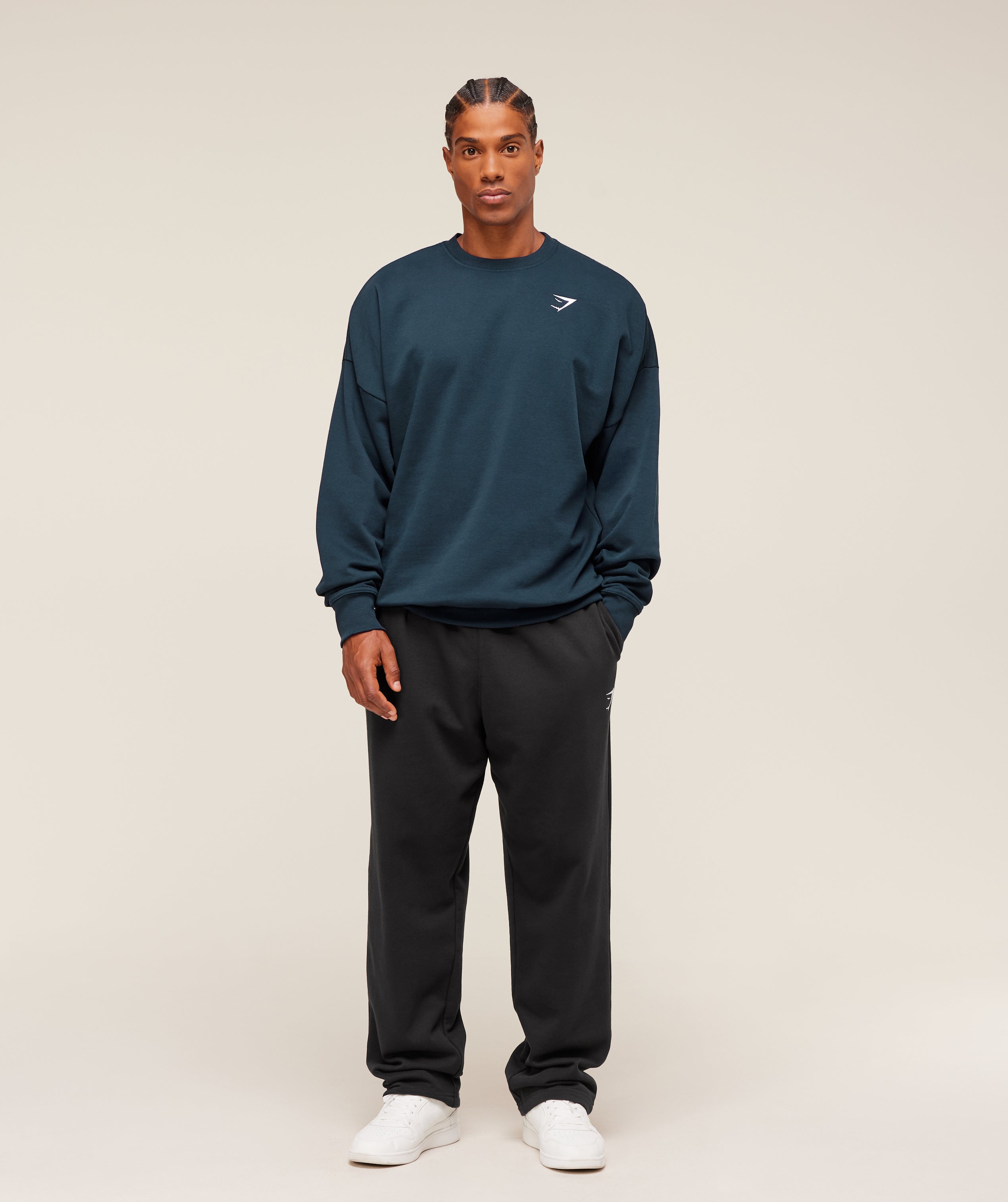 Crest Oversized Crew - Navy