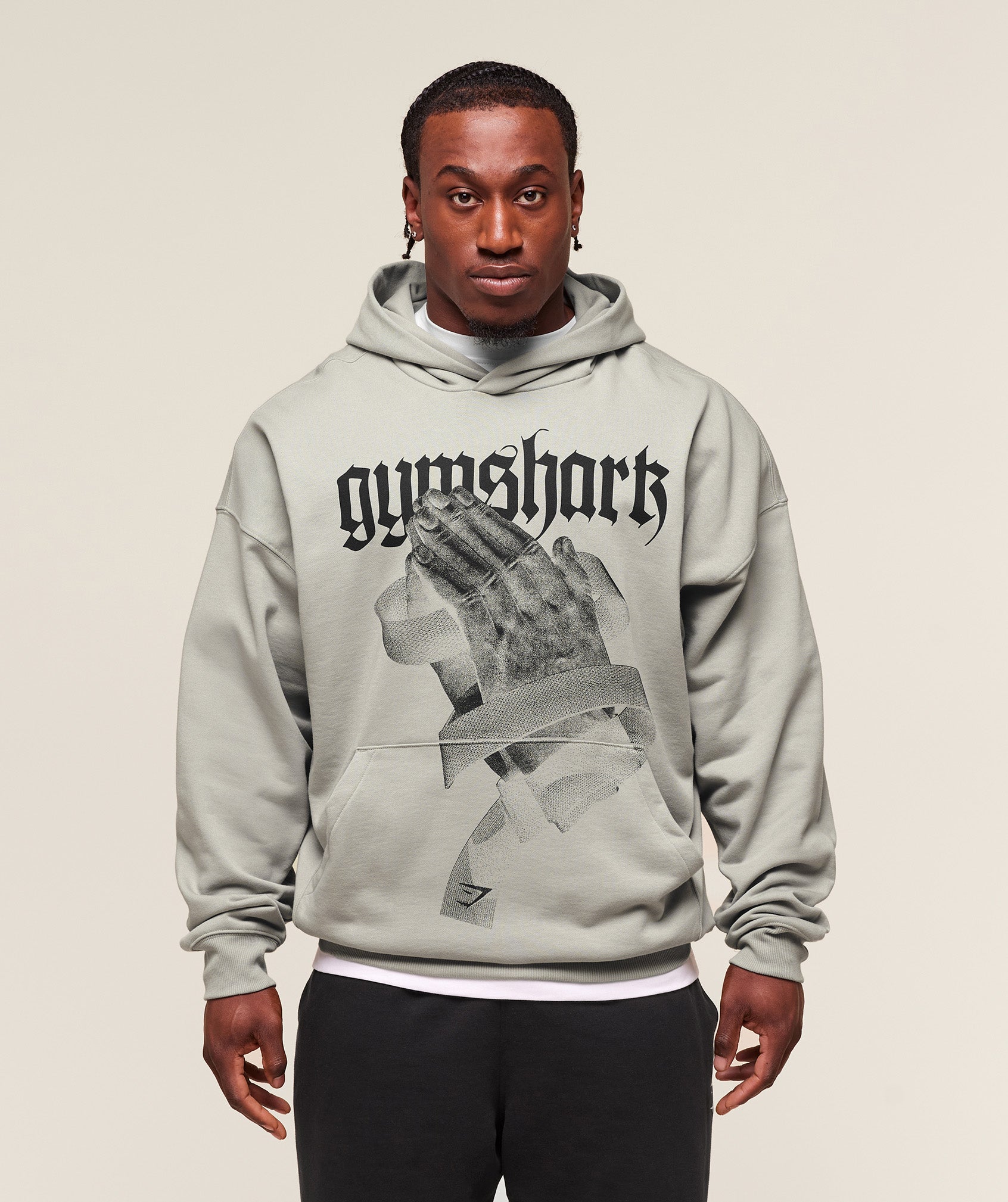 Prayer Hands Hoodie - Stone Grey