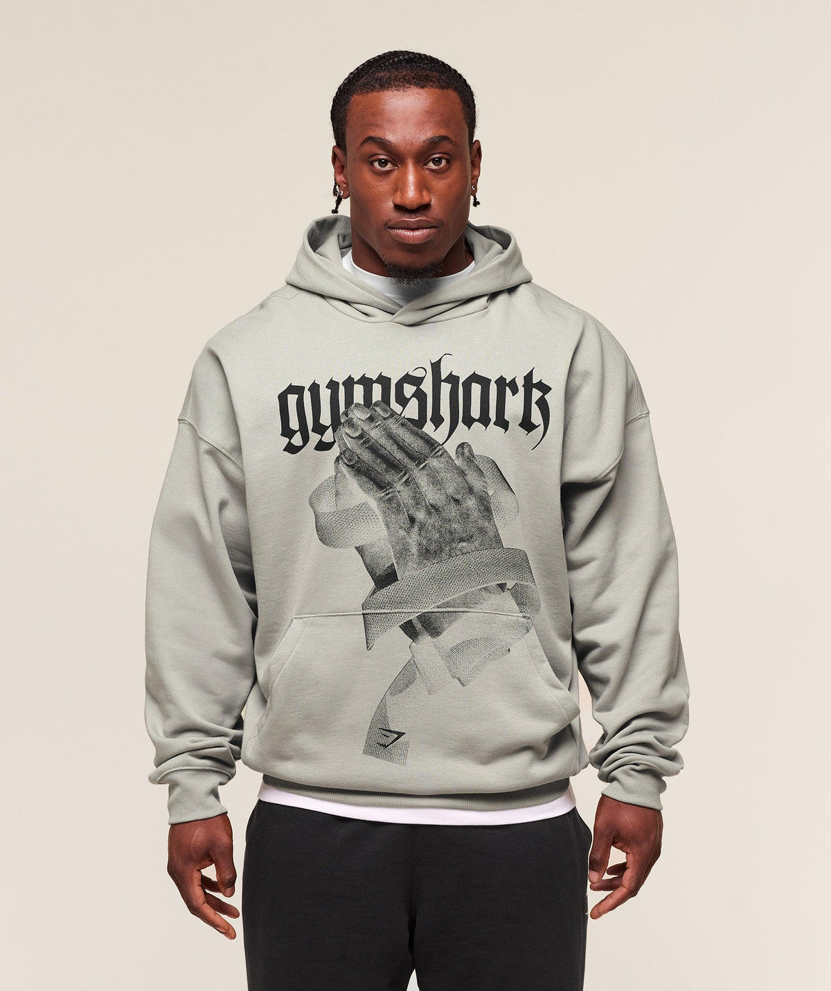 Prayer Hands Hoodie - Stone Grey