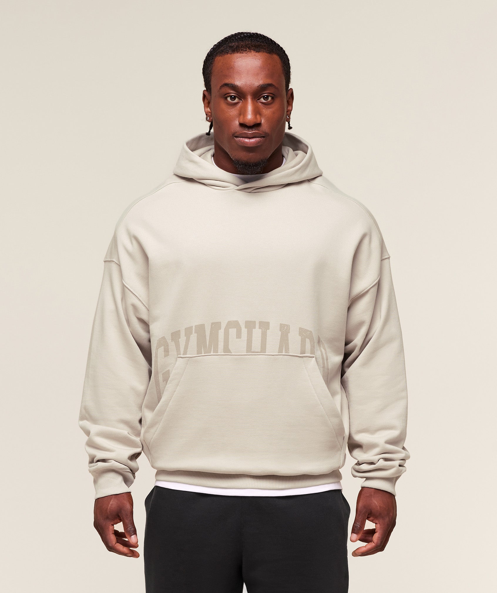 Pocket Graphic Hoodie - Pebble Grey