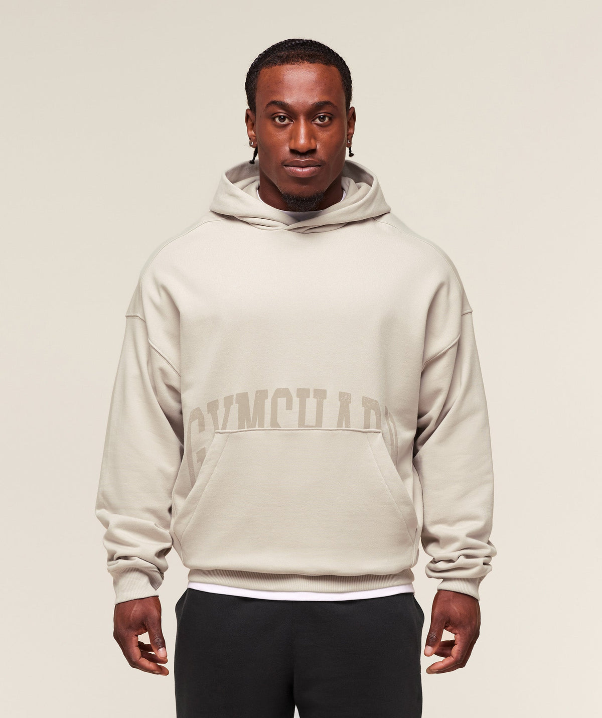 Pocket Graphic Hoodie - Pebble Grey
