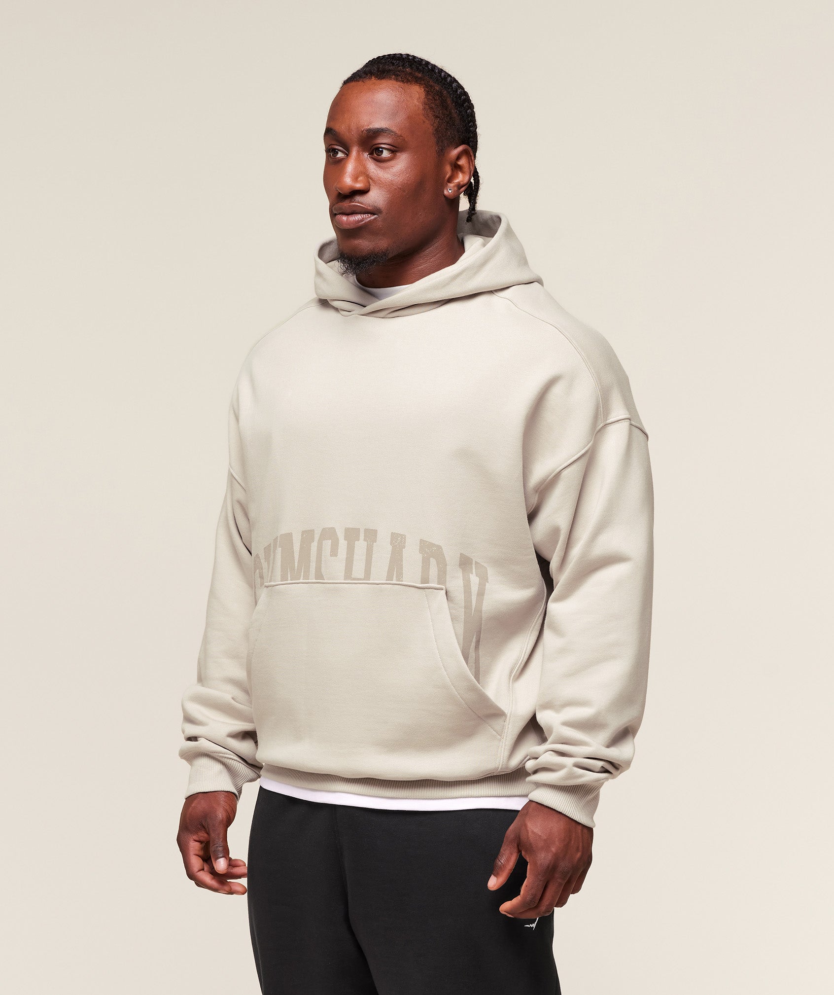 Pocket Graphic Hoodie - Pebble Grey