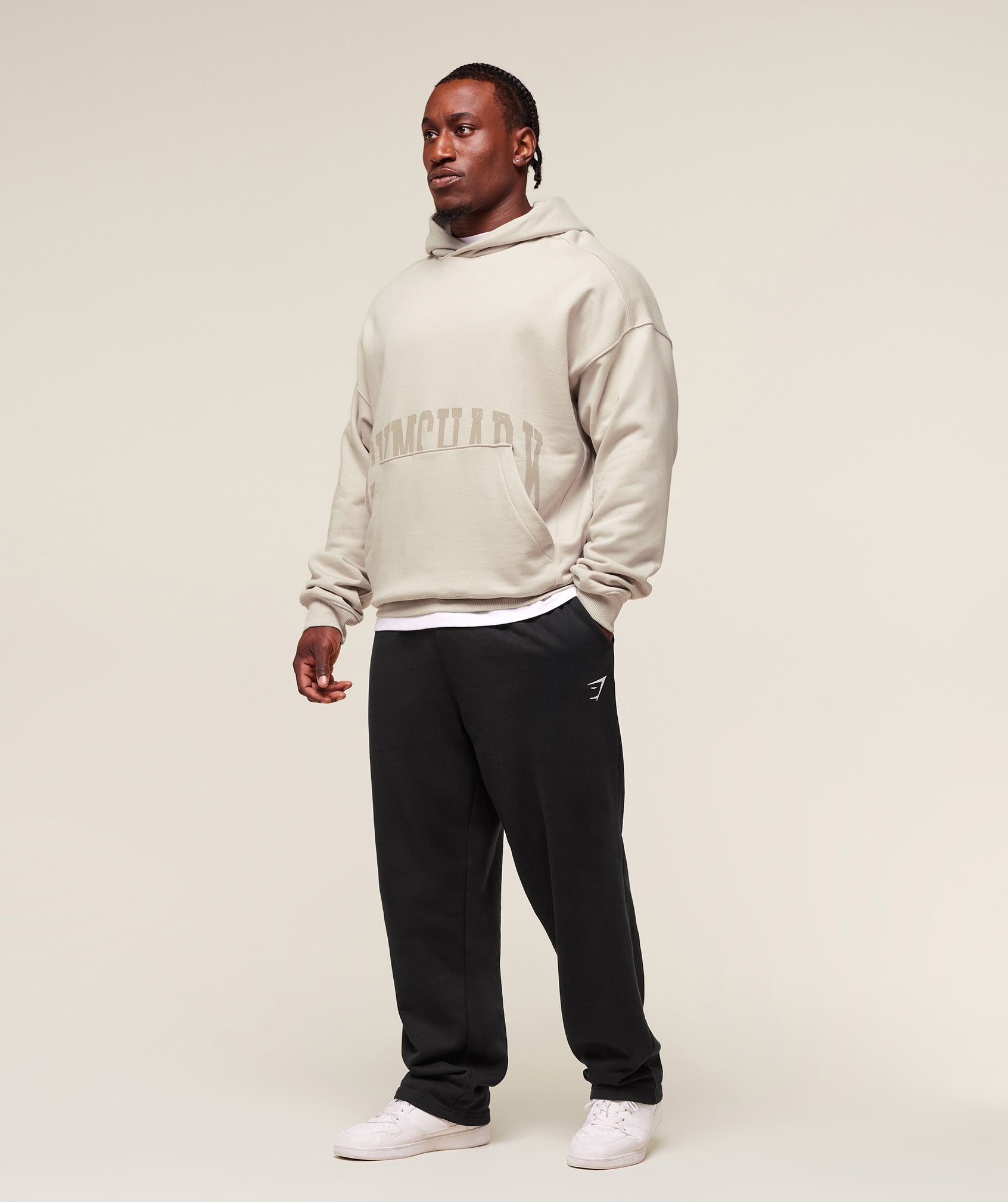 Pocket Graphic Hoodie - Pebble Grey