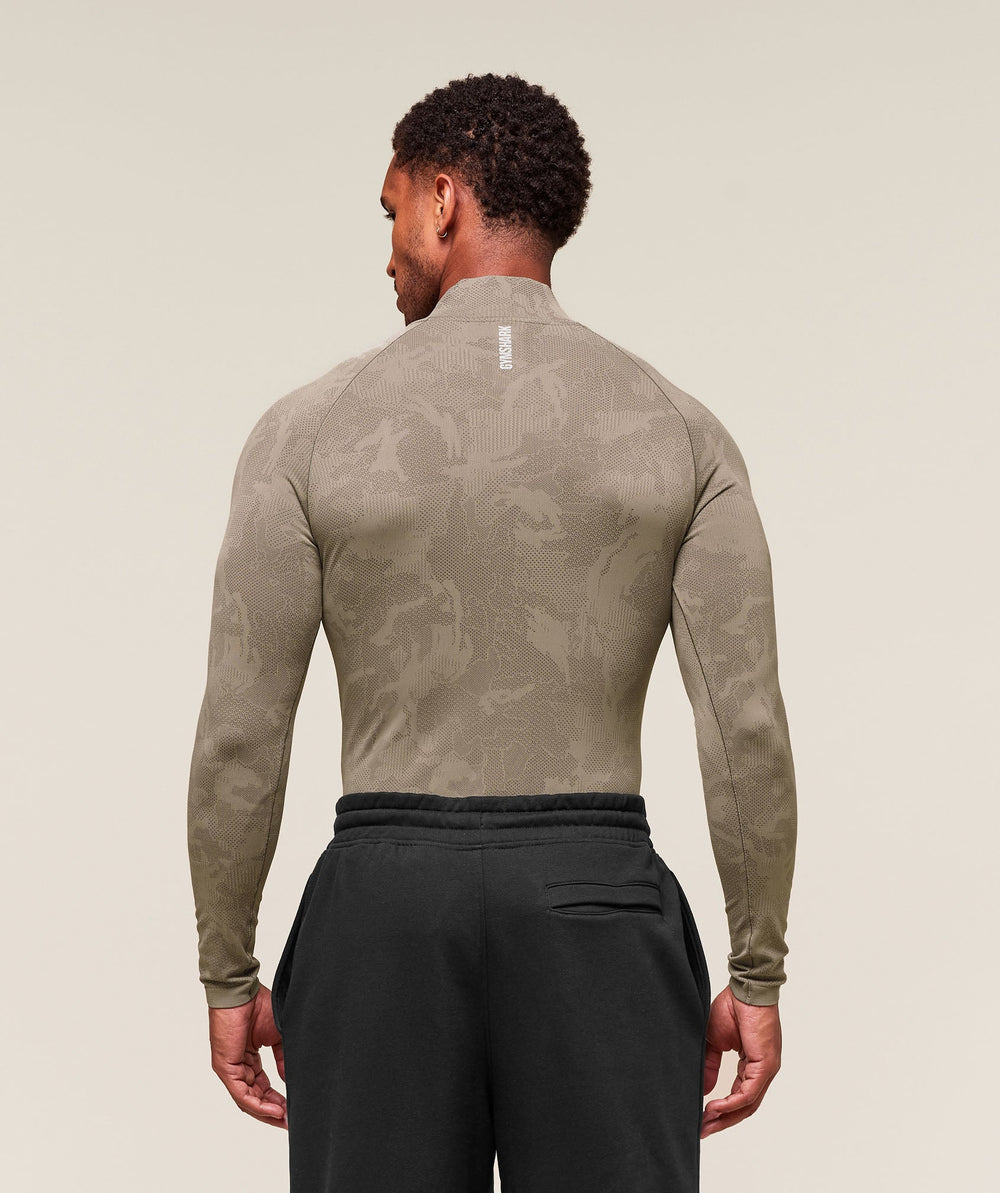 Geo Seamless 1/4 Zip - Linen Brown/Camo Brown