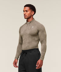 Geo Seamless 1/4 Zip - Linen Brown/Camo Brown