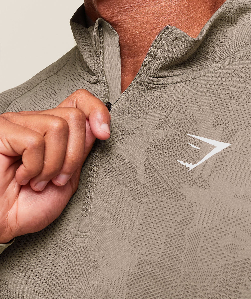 Geo Seamless 1/4 Zip - Linen Brown/Camo Brown