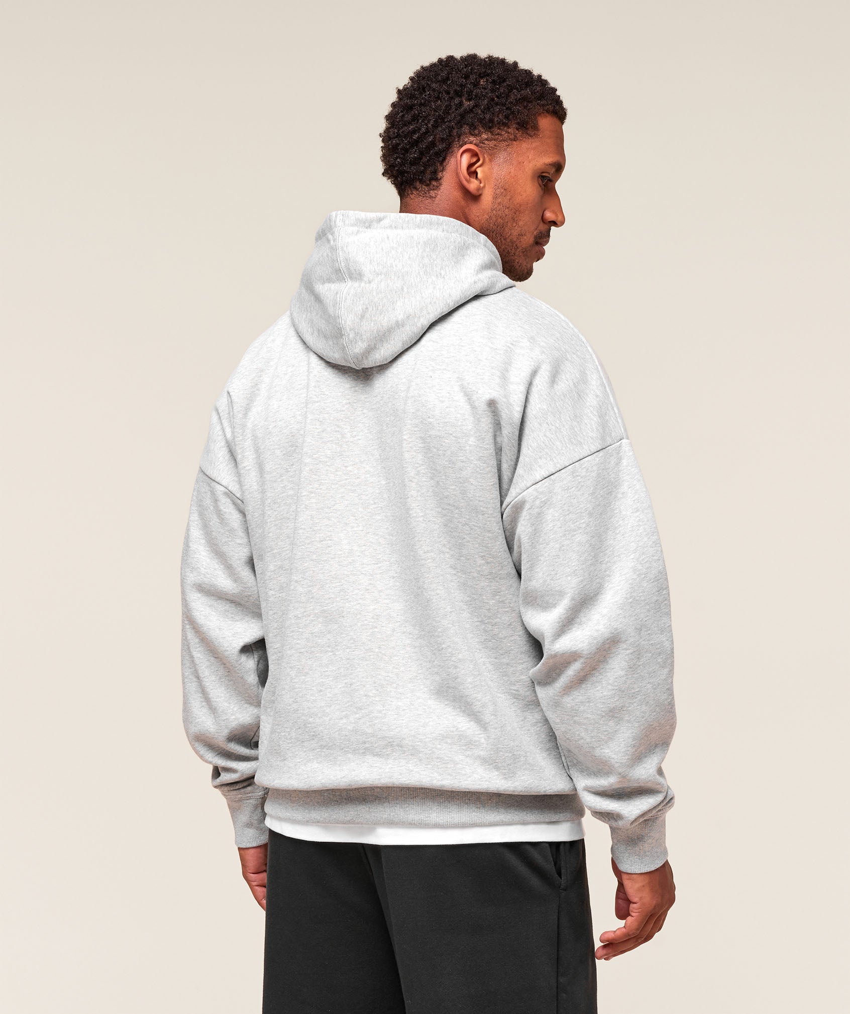 Crest Oversized Hoodie - Light Grey Marl