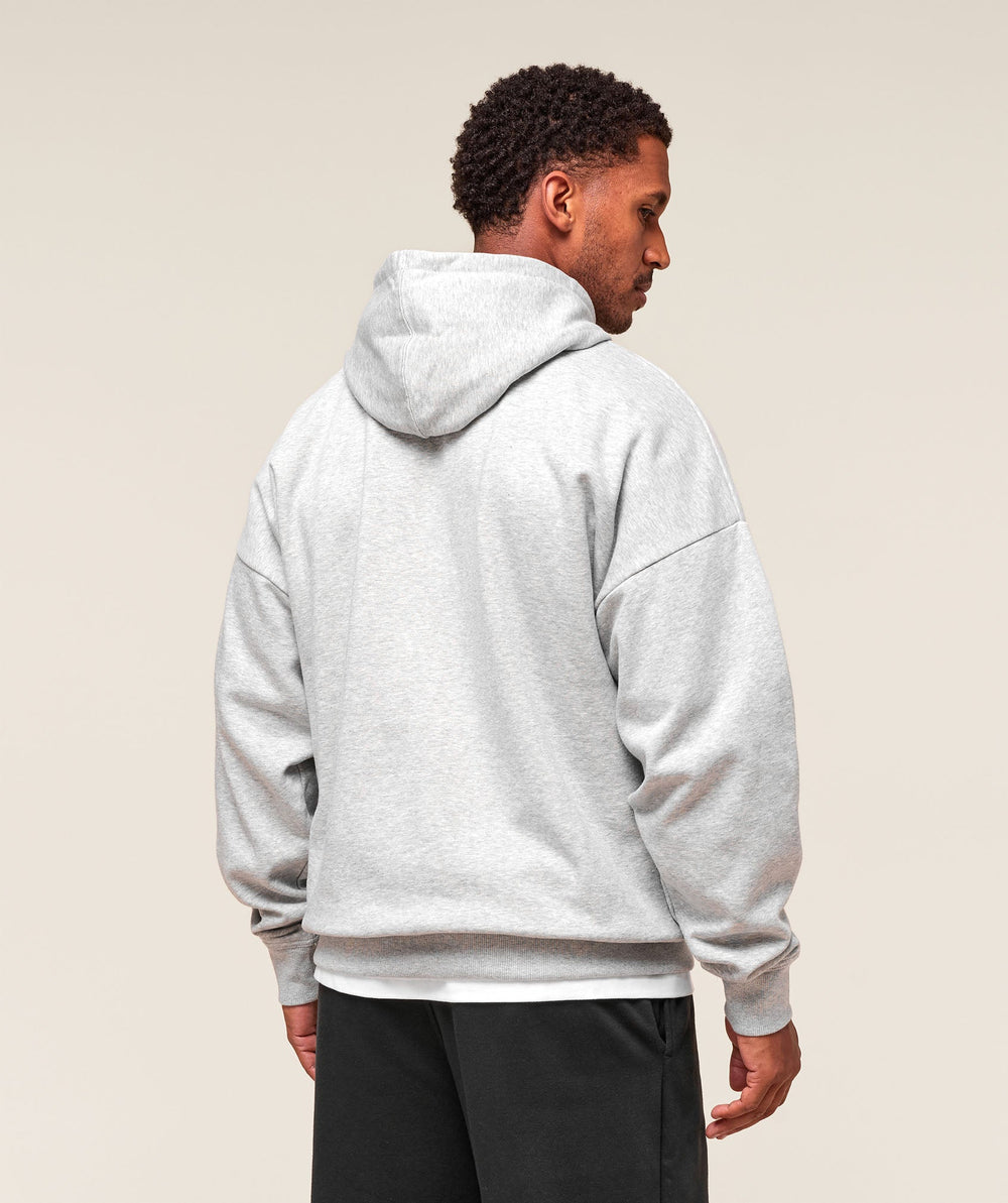 Crest Oversized Hoodie - Light Grey Marl