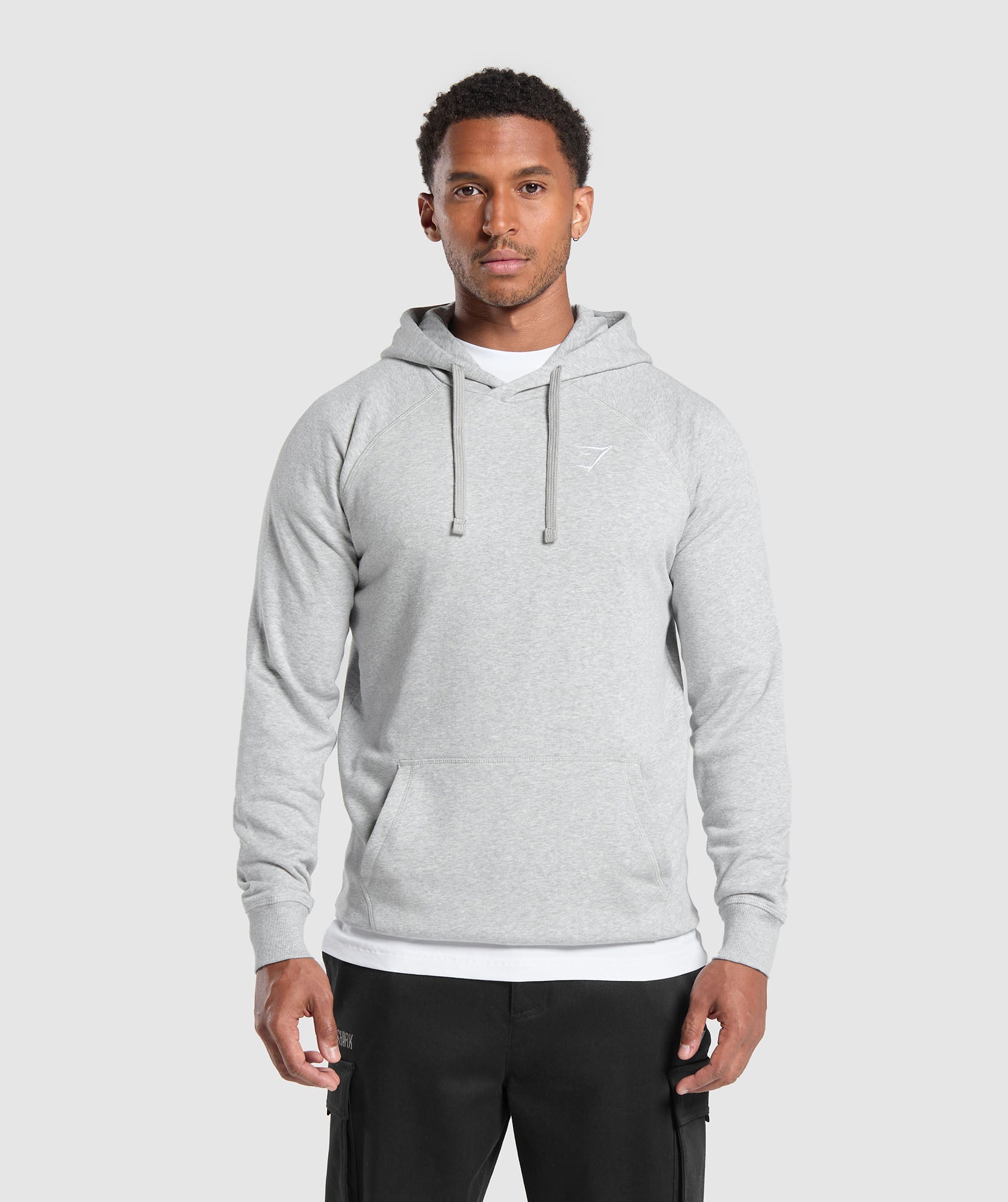 Crest Hoodie - Light Grey Marl