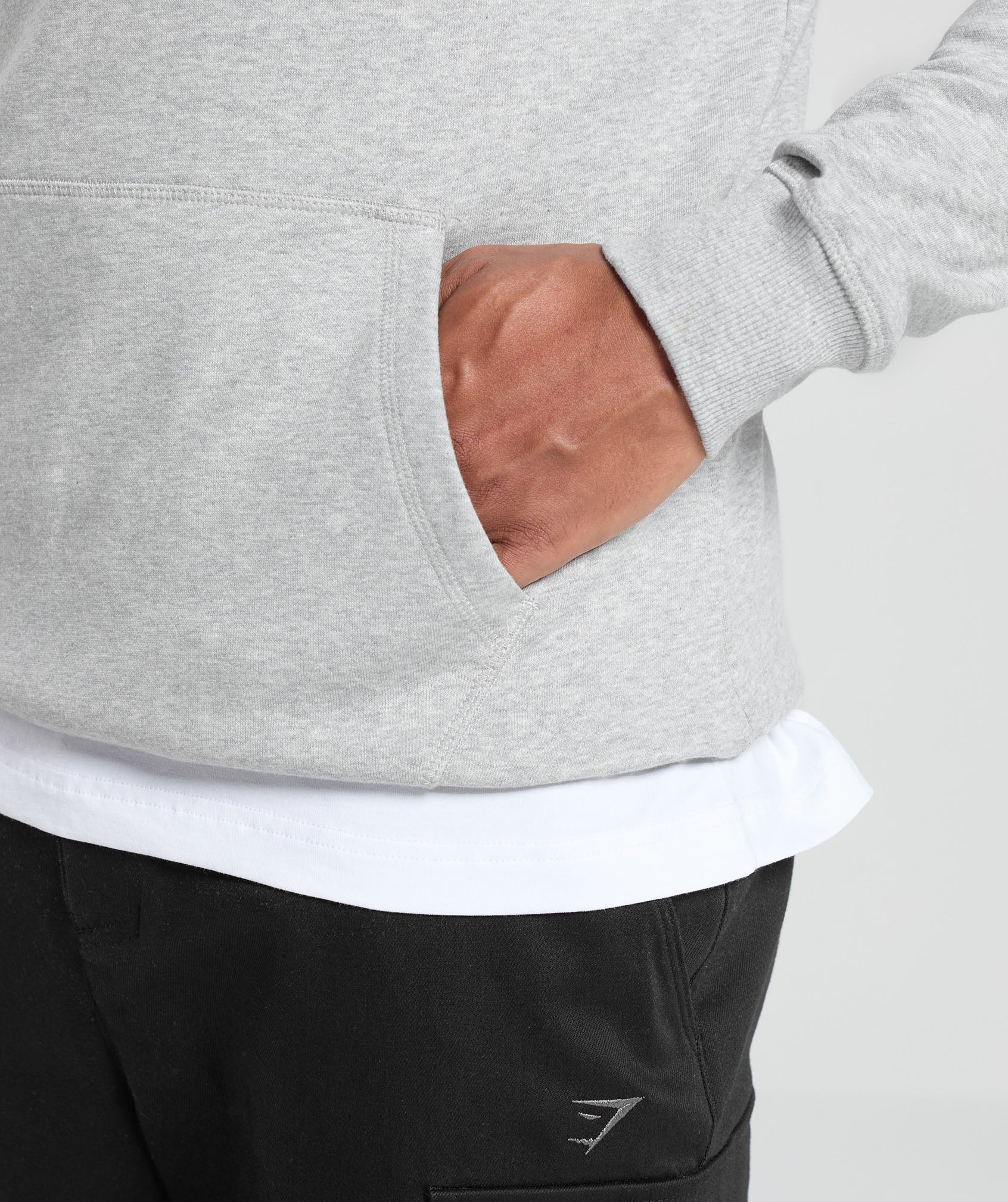 Crest Hoodie - Light Grey Marl