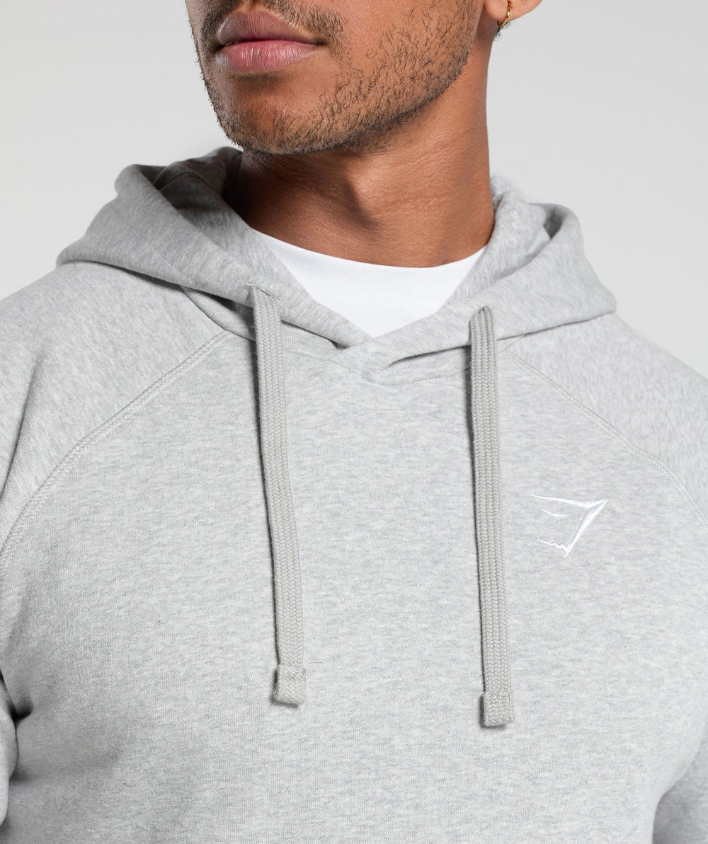 Crest Hoodie - Light Grey Marl
