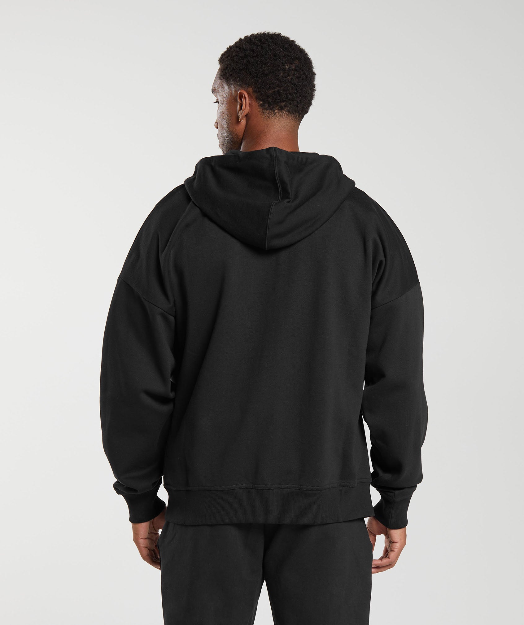 Crest Oversized Zip Up Hoodie - Black