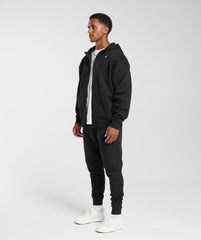 Crest Oversized Zip Up Hoodie - Black