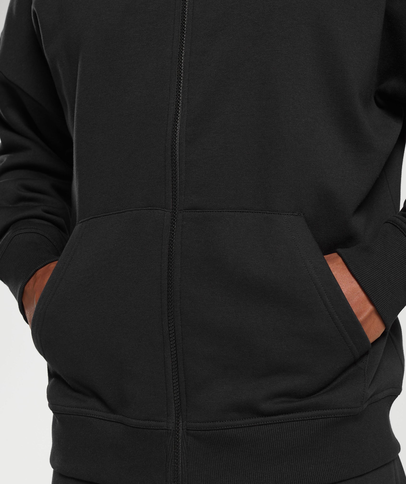 Crest Oversized Zip Up Hoodie - Black